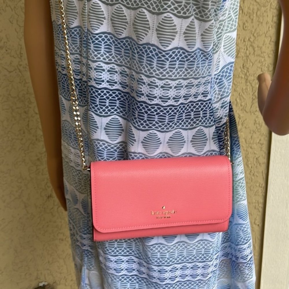 Kate Spade Chain Wallet Crossbody Clutch Pink - Picture 16 of 16